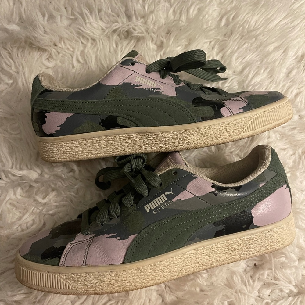 Limited Edition Puma suede green & purple camo sneakers